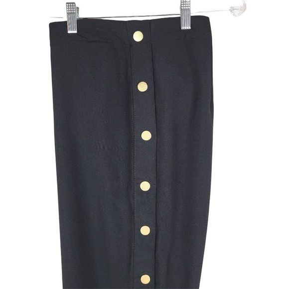 Romeo Juliet Couture Black Straight Wide Button Slit Legs High Rise Pants Size L - Picture 4 of 11